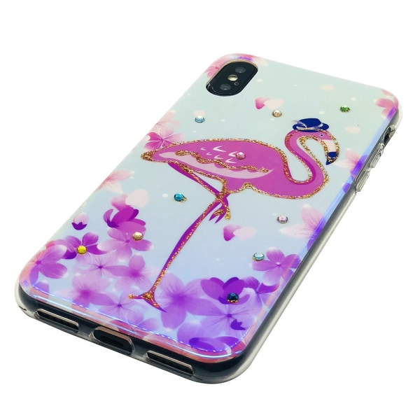 Pink Flamingo - Retro silikonikotelo iPhone X/XS:lle