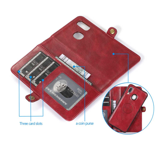 Profesjonelt lommebokdeksel - Samsung Galaxy A40 Röd