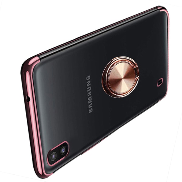 Samsung Galaxy A10 - Sileä kansi sormustelineellä Roséguld