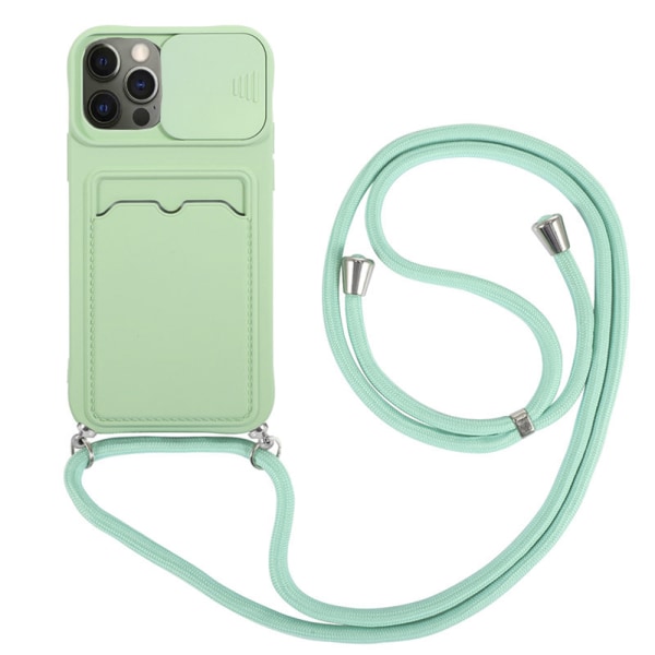 iPhone 12 Pro - Praktisk silikondeksel med kortrom Ljusgrön