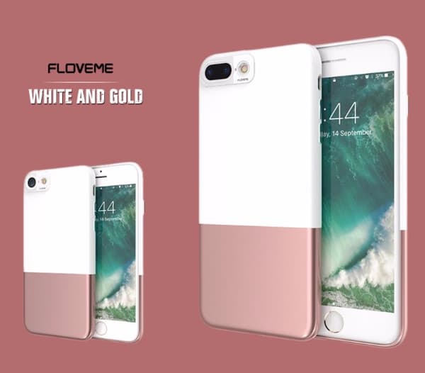 iPhone 7 FLOVEME Stötdämpande Skal i 2 delar Vit/Roséguld