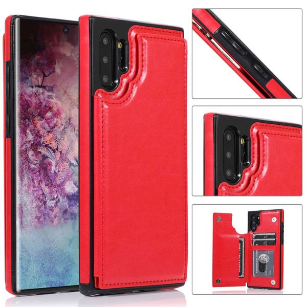 Glat beskyttelsescover med kortrum - Samsung Galaxy Note10 Plus Rosaröd