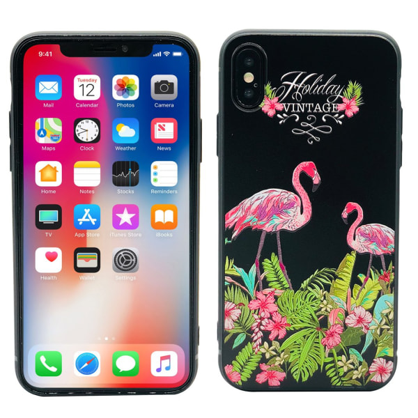 Black Flamingo - Retro silikondeksel til iPhone X/XS