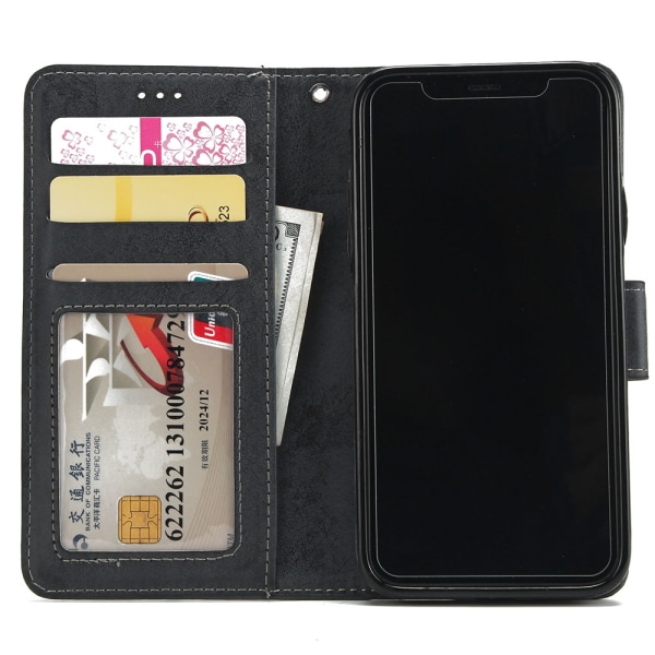 iPhone X/XS - Silk-Touch-deksel med lommebok og skall Lila