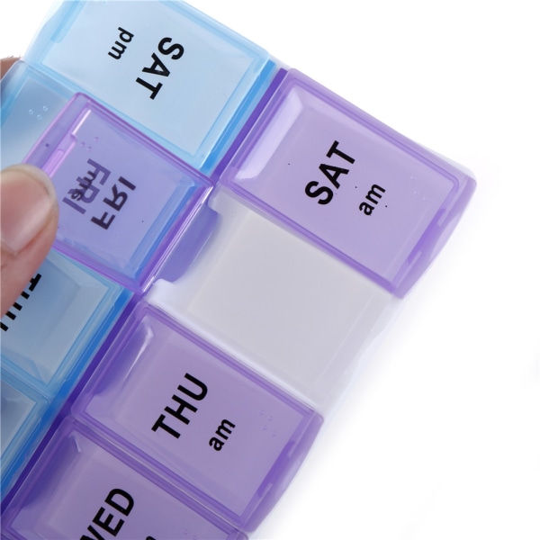 Praktiskt 14 Fack Medicinask Tablettask Dosett L