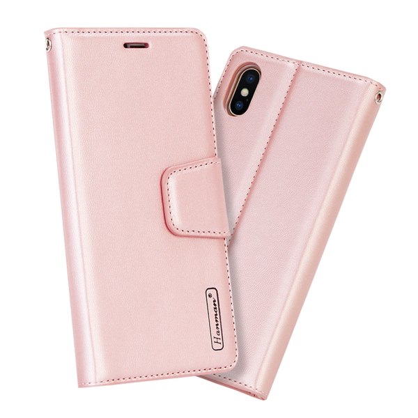 Stilig deksel med lommebok fra Hanman - iPhone XR Rosaröd