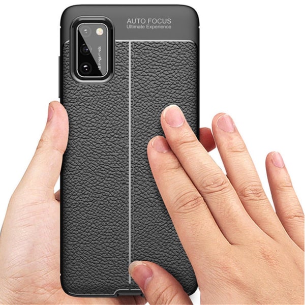 Samsung Galaxy A41 - Stilsäkert Litchi-Läder Design Skal Mörkblå