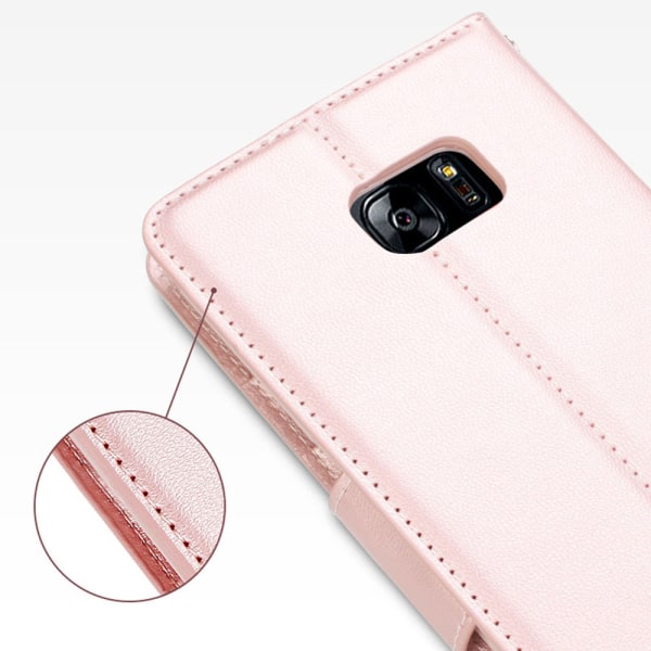 Elegant Fodral med Plånbok från Hanman - Samsung Galaxy S7 Rosa