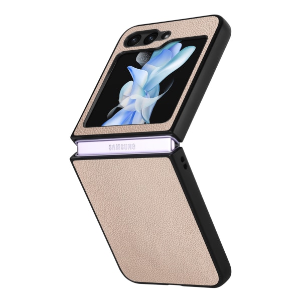 Galaxy Z Flip 5 - Elegant Litchi-mønsterdeksel Brown