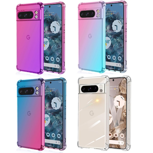 Google Pixel 8 Pro - Flexibelt Skyddsskal i Silikon Blå/Rosa