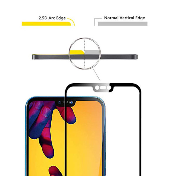 Skärmskydd 2.5D HD 0,3mm Huawei P20 Lite Svart