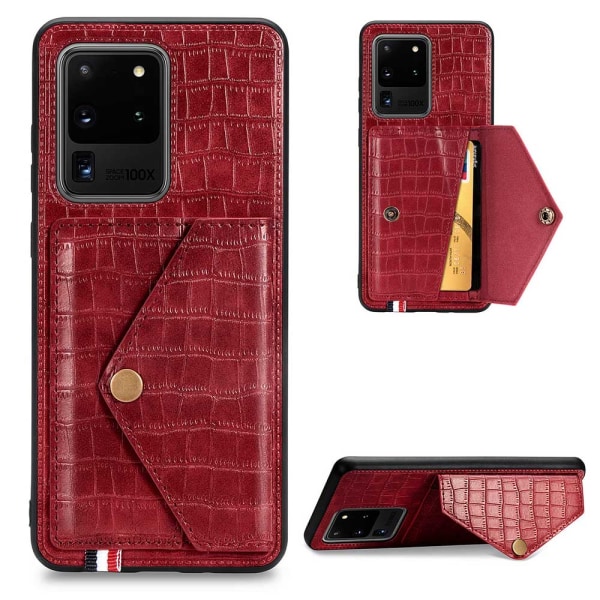 Samsung Galaxy S20 Ultra - Stilfuldt cover med kortrum Röd