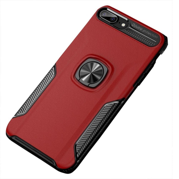 Käytännöllinen Leman-kotelo sormustelineellä - iPhone 8 Röd