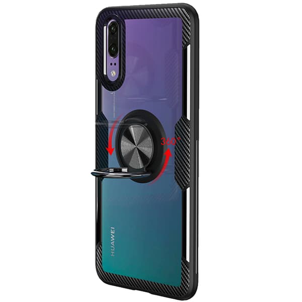 Skal med Ringhållare - Huawei P20 Röd/Silver