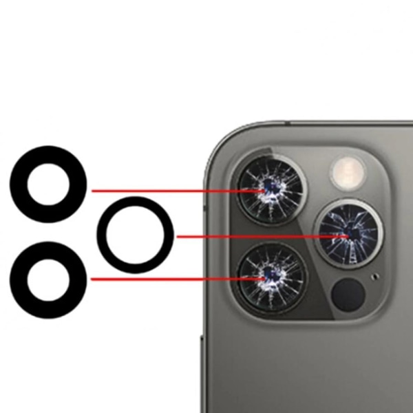 2-PAKK iPhone 11 Pro Bakre kamerafelg Lens reservedel Transparent/Genomskinlig
