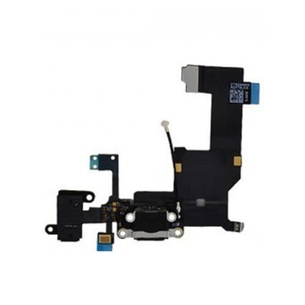iPhone 5 - Laddkontakt med hörlursuttag och mikrofon Svart