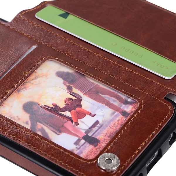 Läderskal med Plånbok/Kortfack till Samsung Galaxy S7 Brun