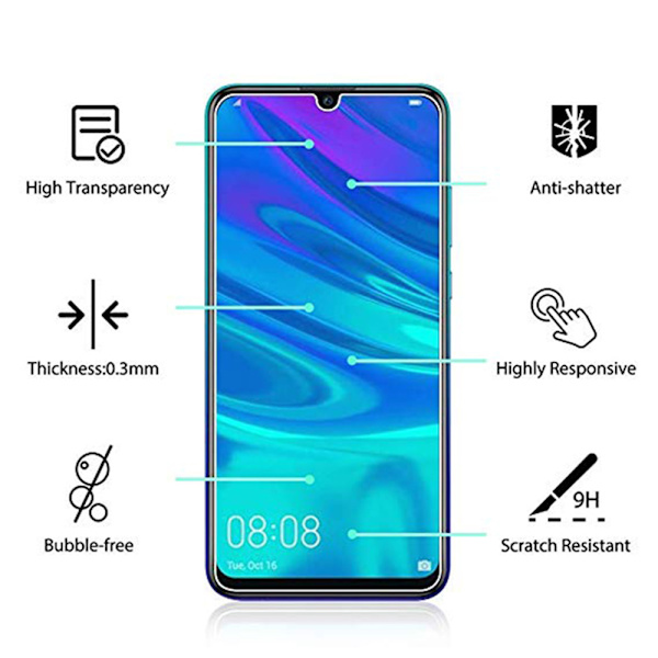 2-PACK Huawei P Smart 2019 Standard Skärmskydd HD 0,3mm Transparent