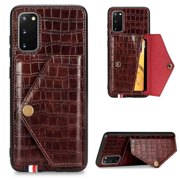 Samsung Galaxy S20 - Effektfullt Skal med Korthållare Roséguld