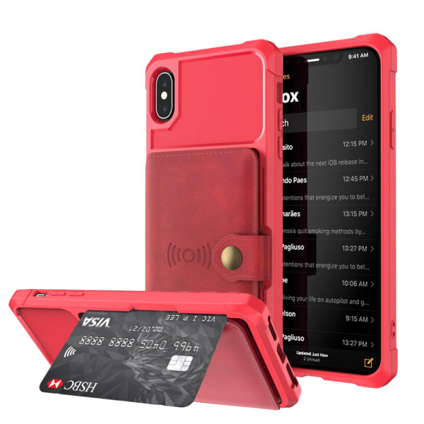 iPhone XS Max - Beskyttelsescover med kortrum Röd Röd