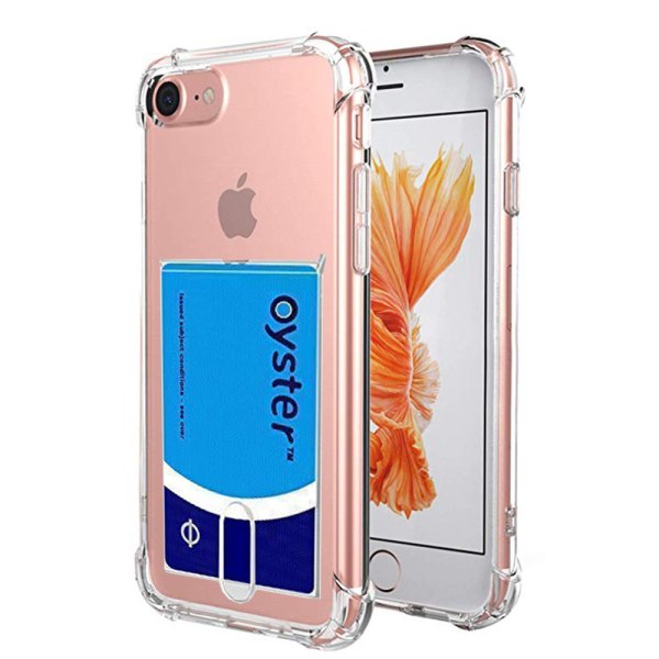 iPhone 6/6S - Käytännöllinen silikonikotelo korttitelineellä FLOVEME Transparent/Genomskinlig