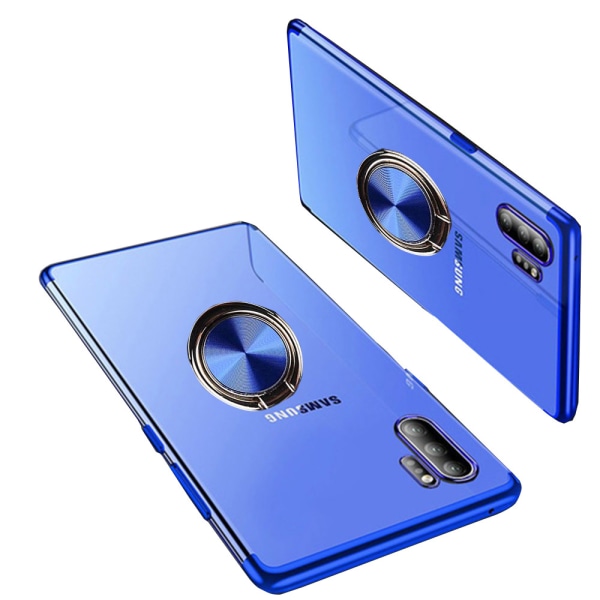 Suojaava silikonikuori sormustelineellä - Samsung Galaxy Note10+ Blå Blå