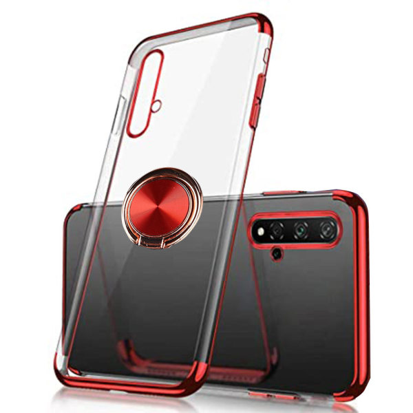 Huawei Nova 5T - Skyddande Skal med Ringh�llare Röd