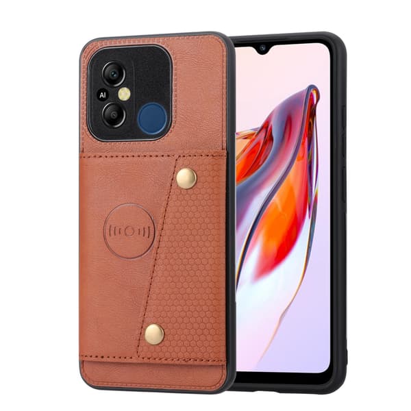 Lyxigt PC Läder Retro Flip Plånboksfodral För Xiaomi Redmi 12C grå