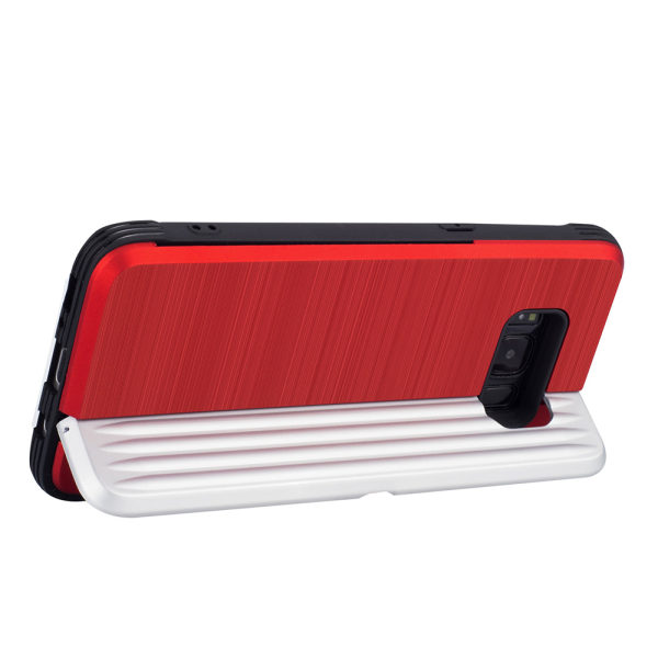 Samsung Galaxy S8 - Elegant Skal med Korthållare (LEMAN) Röd