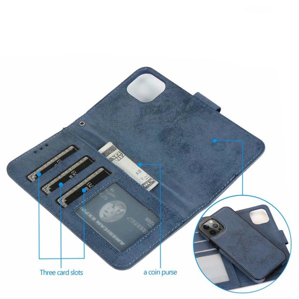 iPhone 12 Mini - Stilsäkert Praktiskt Dubbelfunktion Plånboksfod Marinblå