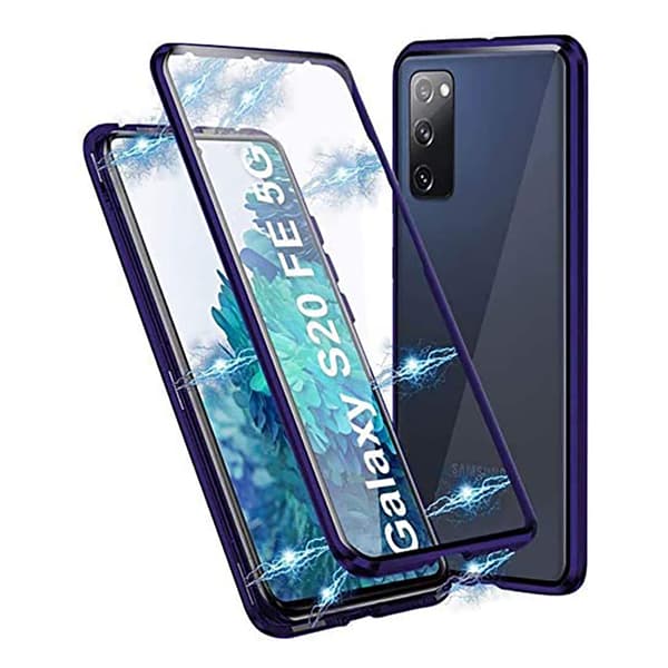 Samsung Galaxy S20 FE - Stilsikkert Dobbelt Magnetisk Deksel Blå
