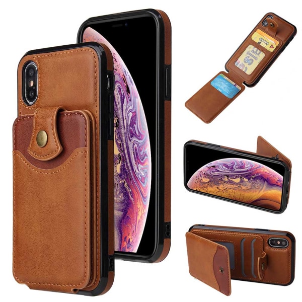 iPhone XR - Professionellt Skyddsskal med Kortfack Mörkblå Mörkblå