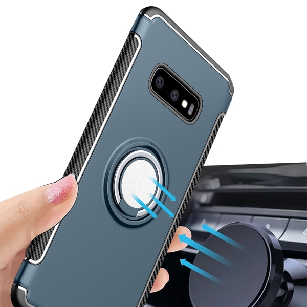 Samsung Galaxy S10 - Elegant Floveme-cover med ringholder Blå