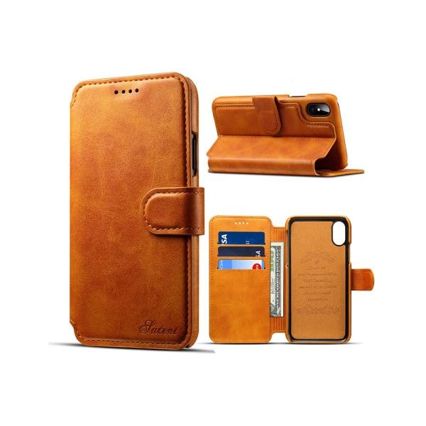 Klassiskt Plånboksfodral i Retrodesign (Läder) iPhone X/XS Brun