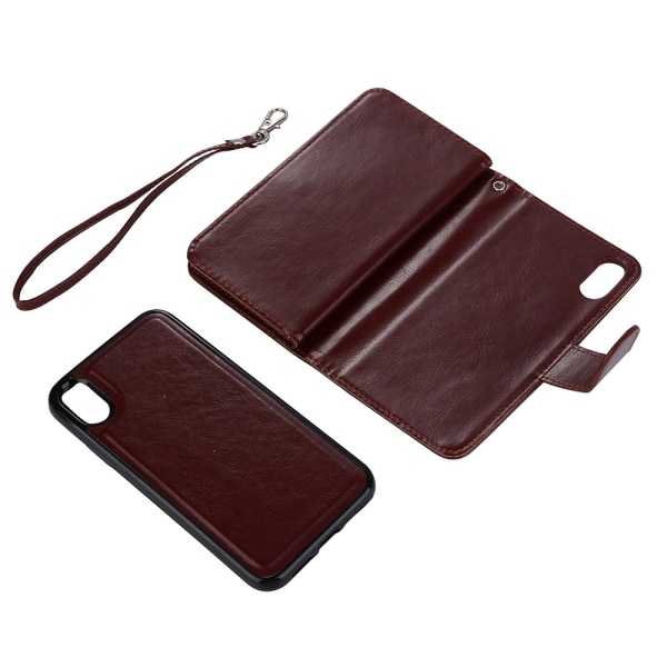 Rummeligt Wallet cover - iPhone XR fra LEMAN - Shell funktion Svart