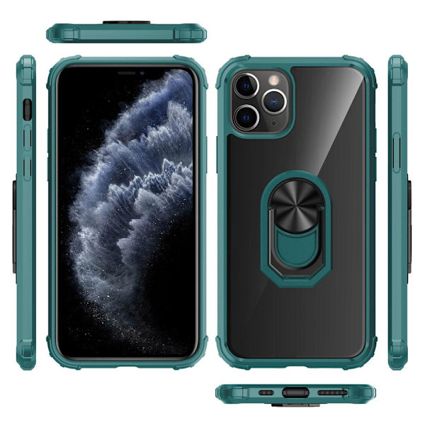 iPhone 12 Pro Max - Skyddande Praktiskt Skal med Ringhållare Blå