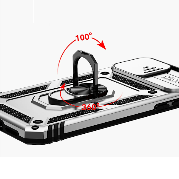 iPhone 12 - Robust Skal med 360° Roterande Ringhållare Roséguld