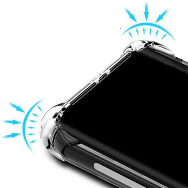 Samsung Galaxy A50 - Iskuja vaimentava silikonikuori korttilokerolla Transparent/Genomskinlig