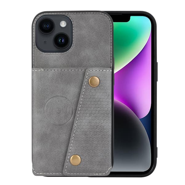 iPhone 15  Slimmat Skal för 4 Kort Grå