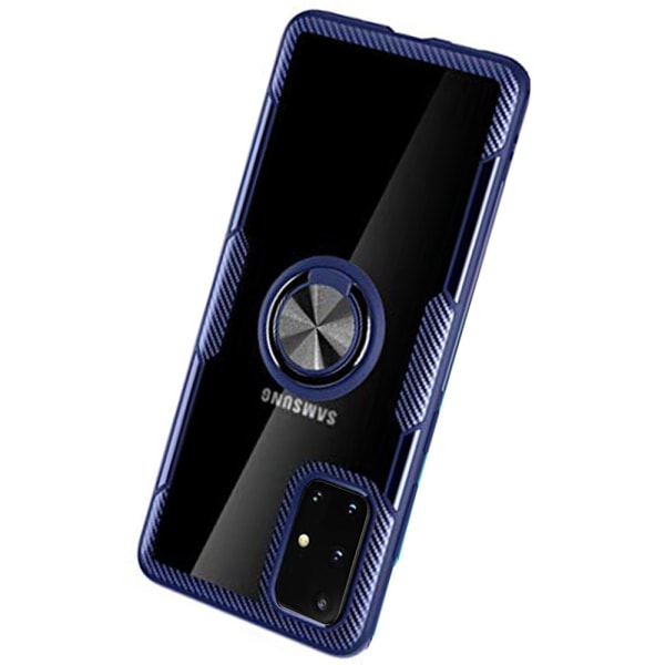 Samsung Galaxy A71 - Käytännöllinen Leman-suojus sormustelineellä Blå