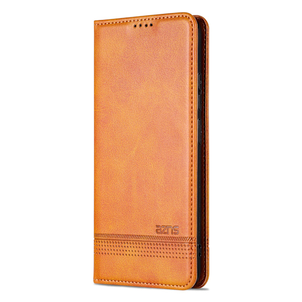 Lyxigt läderfodral för Redmi 12C Khaki Brun