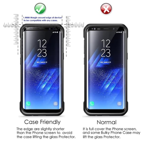Samsung Galaxy S8+ Skärmskydd CASE-Friendly HuTech 2-PACK Guld