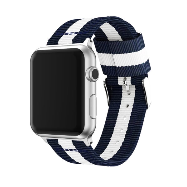 LEMAN nailonrannekoru Apple Watch 3/2/1 42mm:lle Blå-Vit