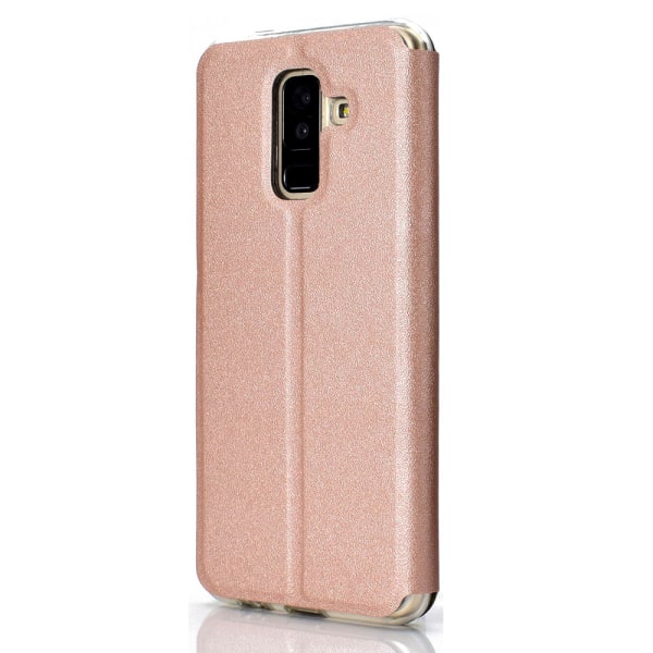 Tyylikäs Smart Case Answer-toiminto Ikkuna Samsung Galaxy A6 Plus Röd