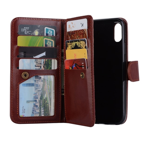 Dobbel lommebokdeksel til iPhone XR fra LEMAN Brun