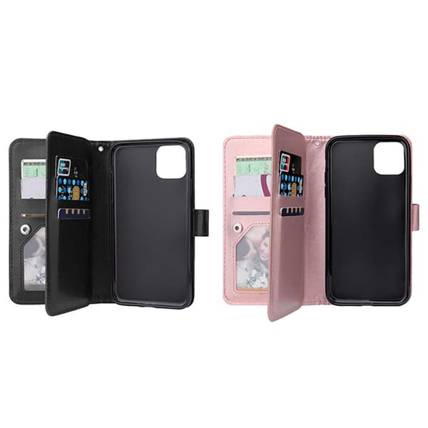 iPhone 13 Pro Max - Elegant, praktisk 9-korts pung-etui Rosaröd