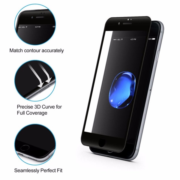 iPhone 7 Plus 3-PACK Skärmskydd 3D 9H 0,2mm HD-Clear Svart