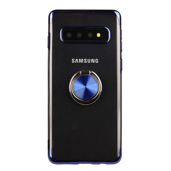 Samsung Galaxy S10E - Skyddande Silikonskal med Ringhållare Blå