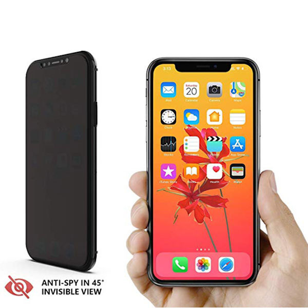 iPhone X/XS 2-PACK Anti-Spy Skärmskydd 9H Screen-Fit Svart