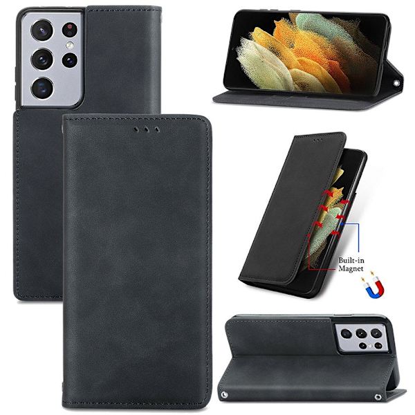 Samsung Galaxy S21 Ultra - Stilsäkert Praktiskt Plånboksfodral Röd